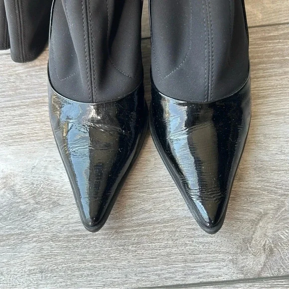France Mode Patent Leather Heeled Sock Boots Made  in France - Picture 2 of 13